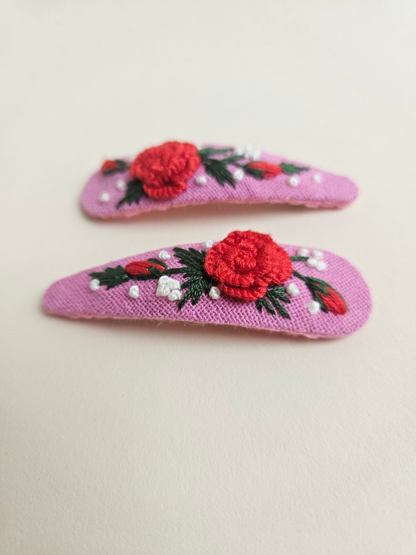 Hand- embroidered hair clips