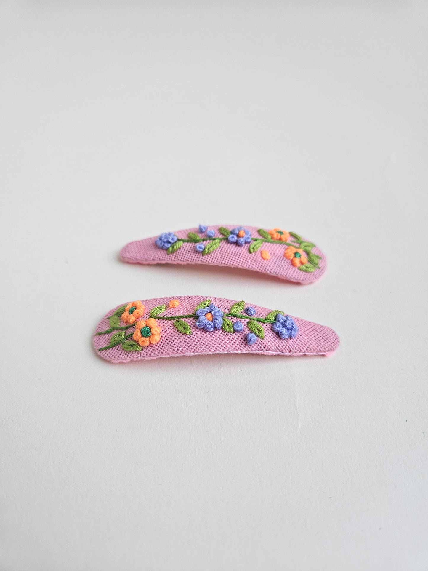 Hand-embroidered hair clips