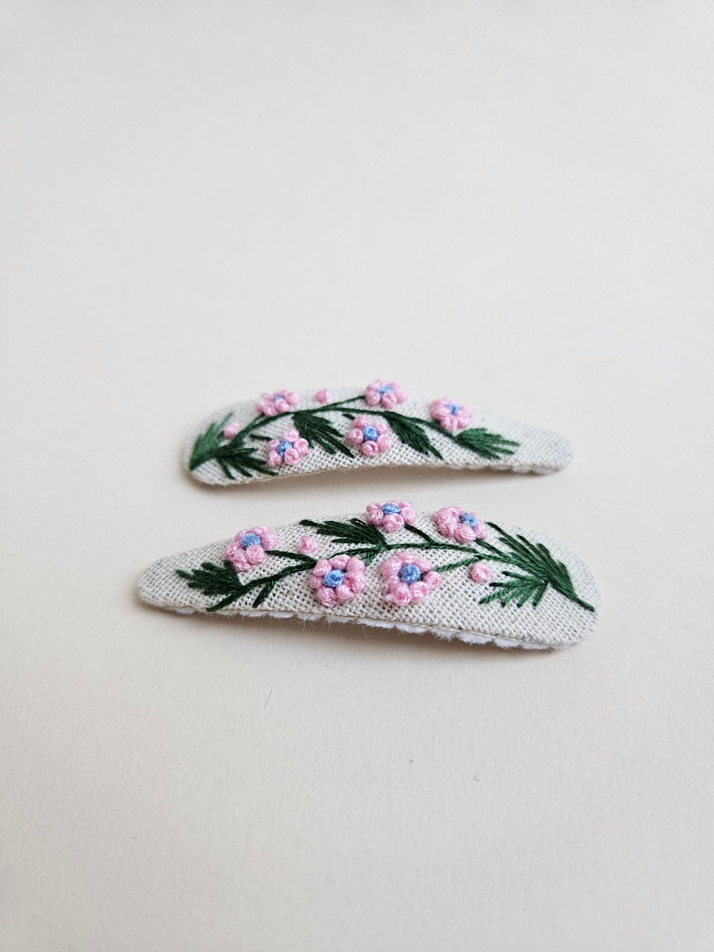Hand- embroidered hair clips