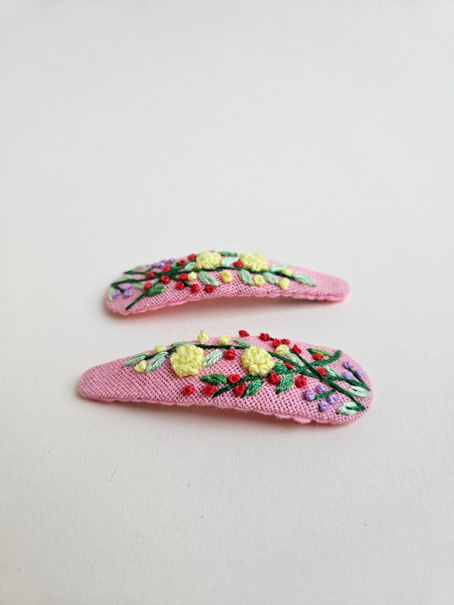 Hand-embroidered hair clips