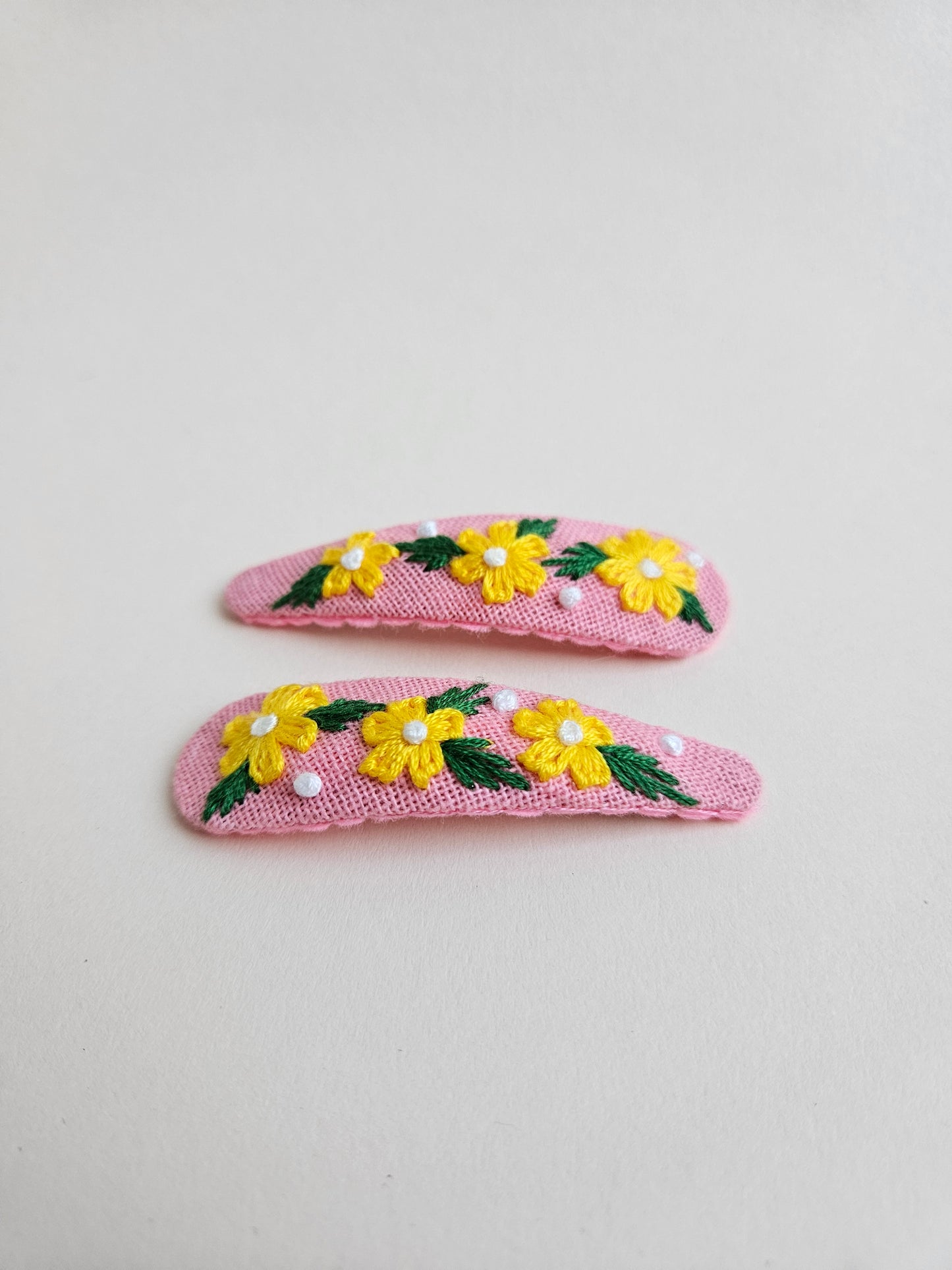 Hand-embroidered hair clips