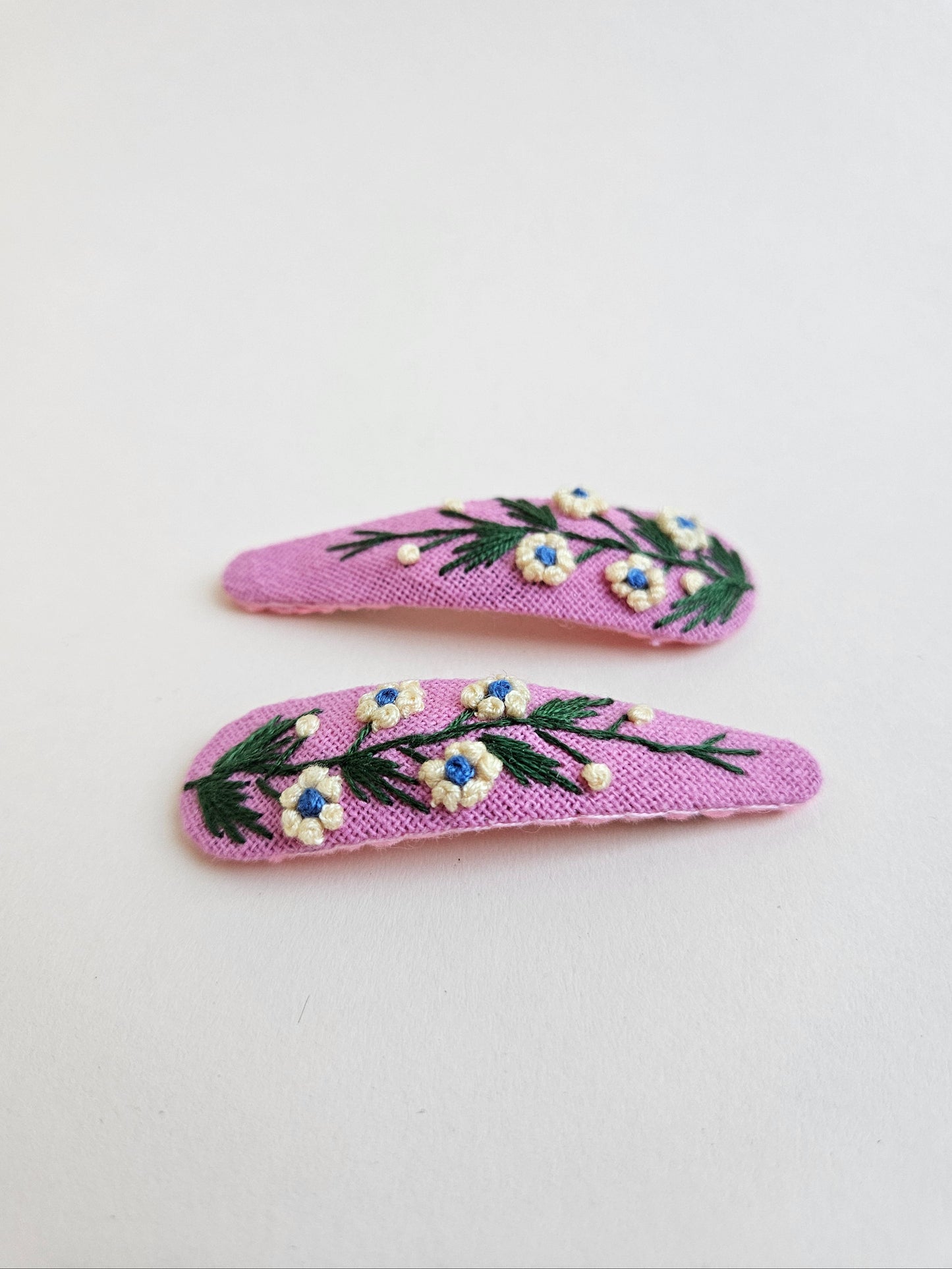 Hand-embroidered hair clips