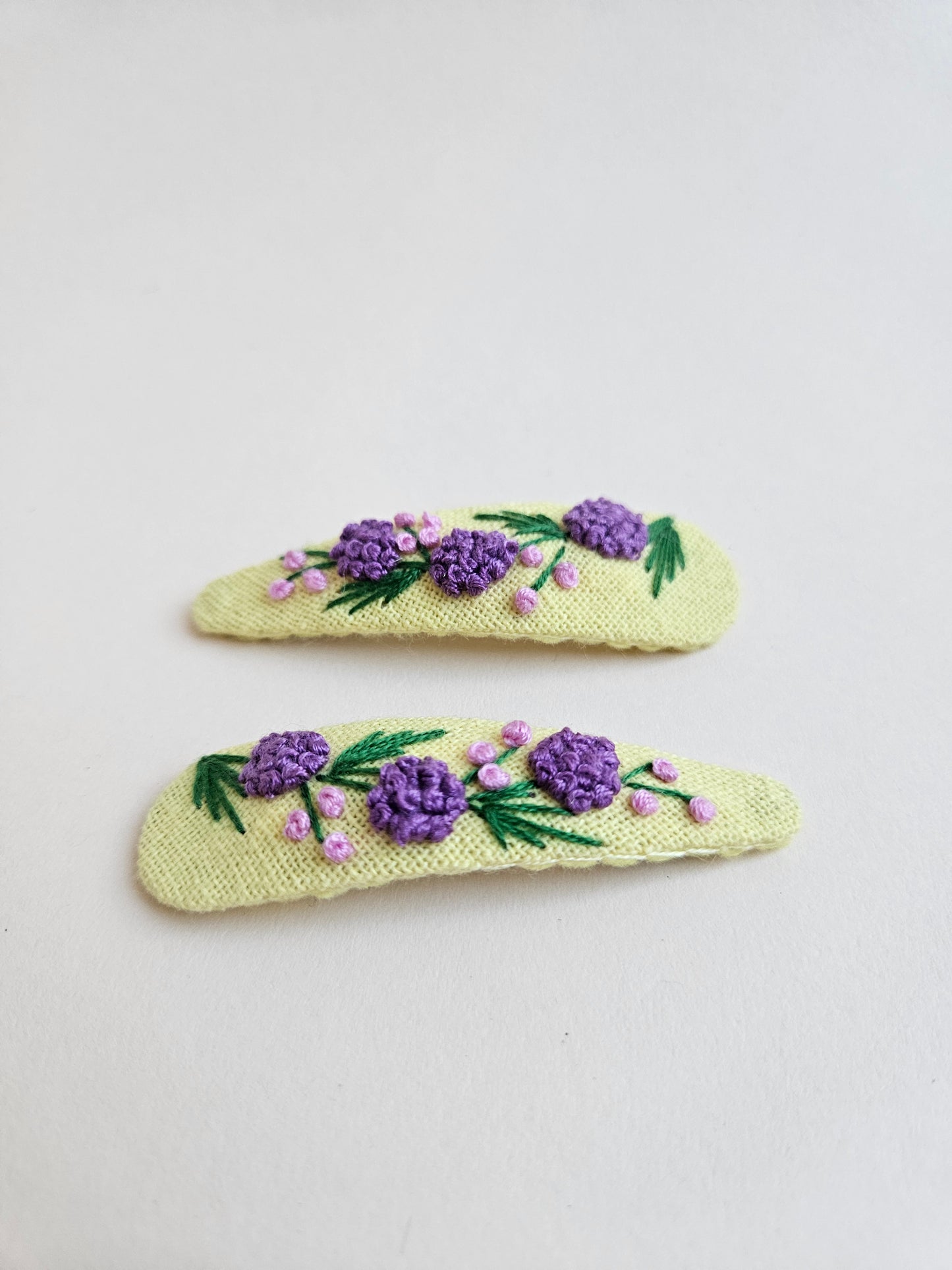 Hand-embroidered hair clips
