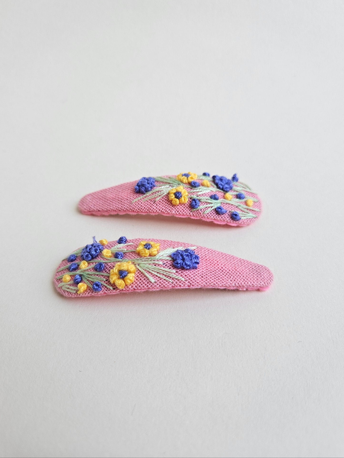 Hand-embroidered hair clips