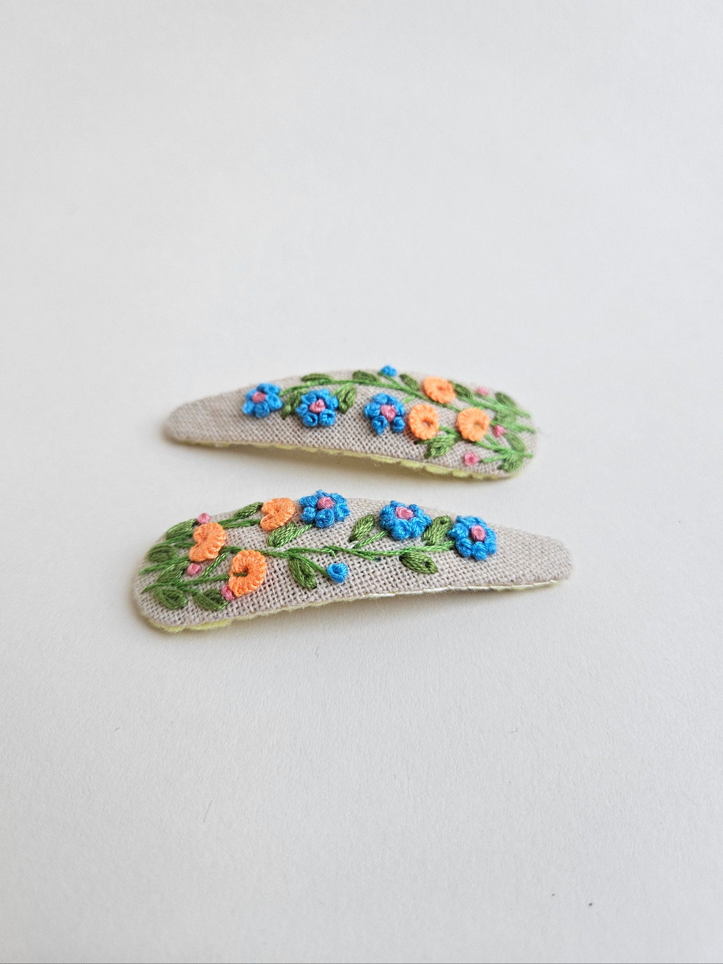 Hand- embroidered hair clips