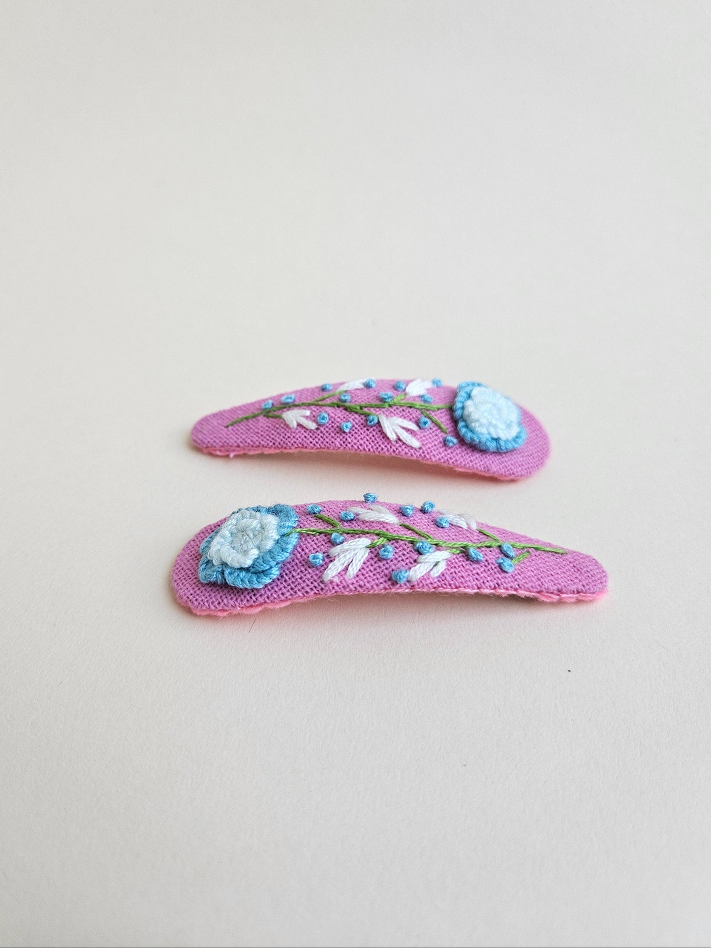 Hand-embroidered hair clips