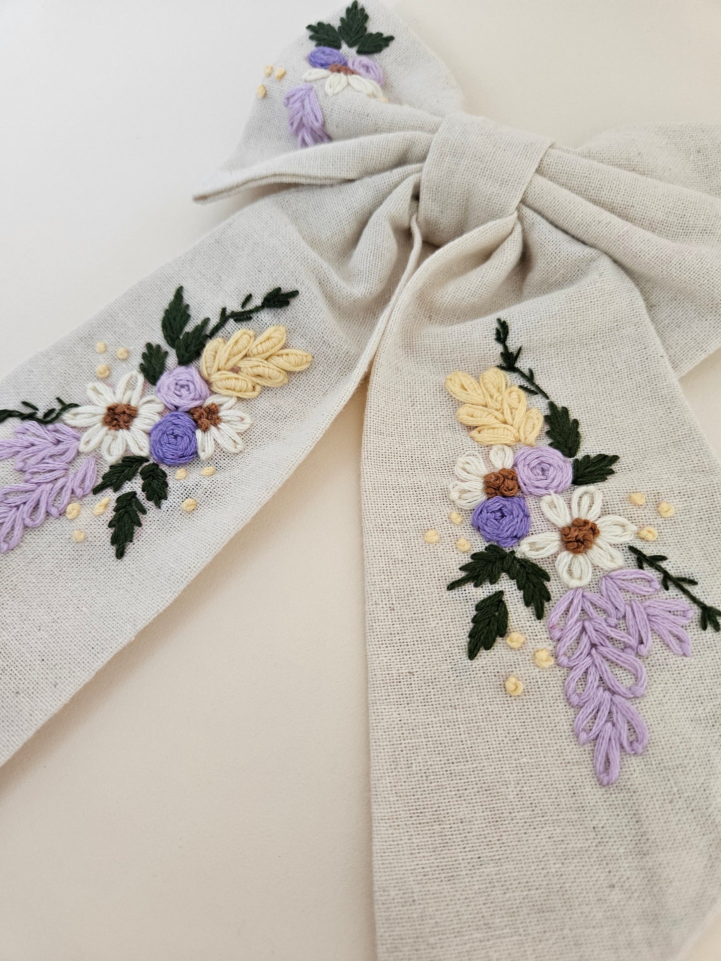 Hand-Embroidered Hair Bow