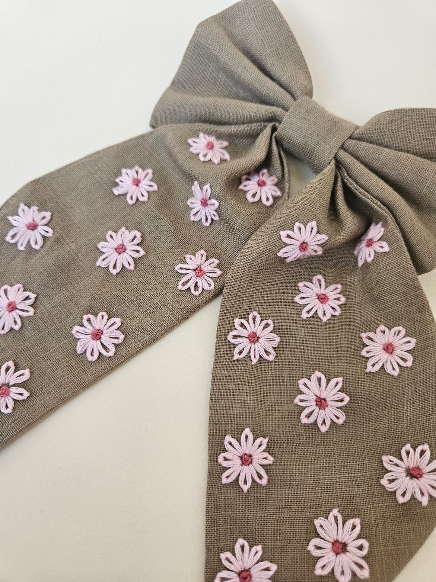 Hand-embroidered Hair Bow