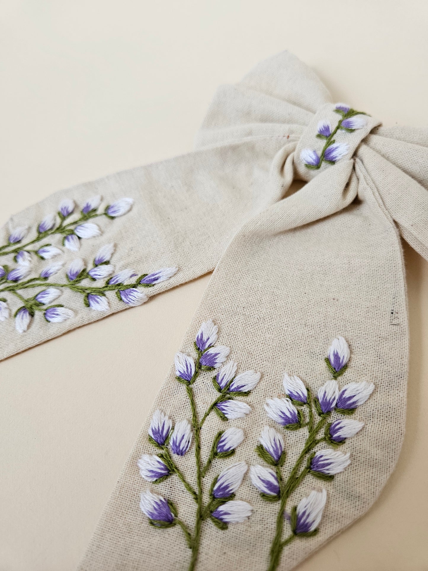 Hand-embroidered Hair Bow