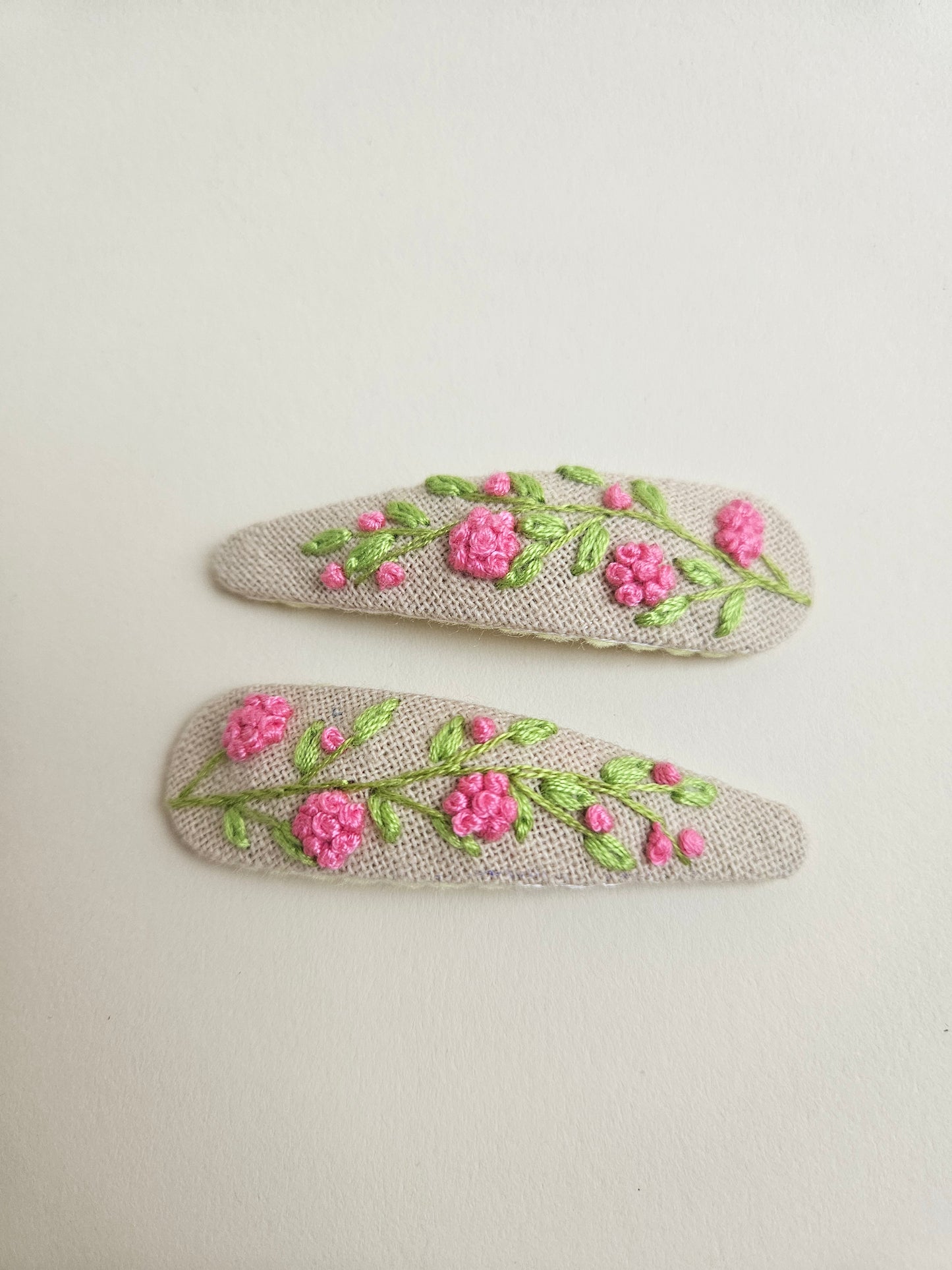 Hand-embroidered hair clips