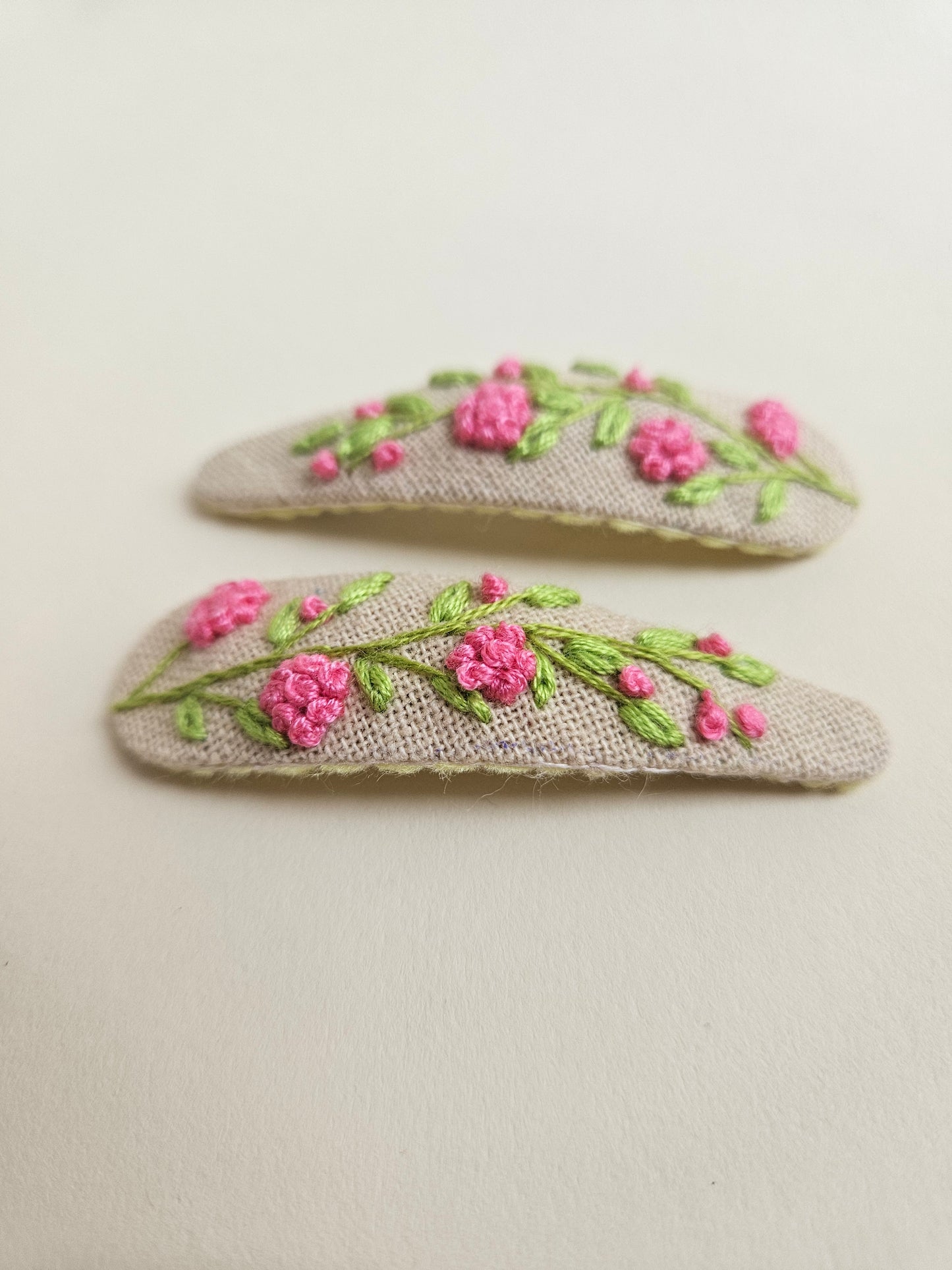Hand-embroidered hair clips