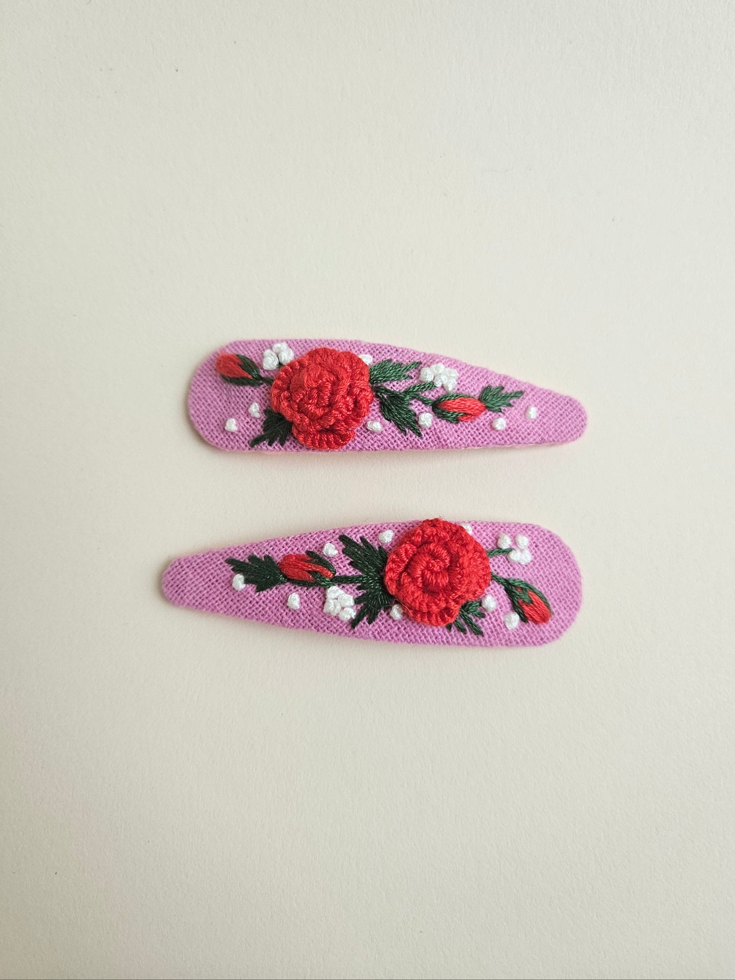 Hand- embroidered hair clips