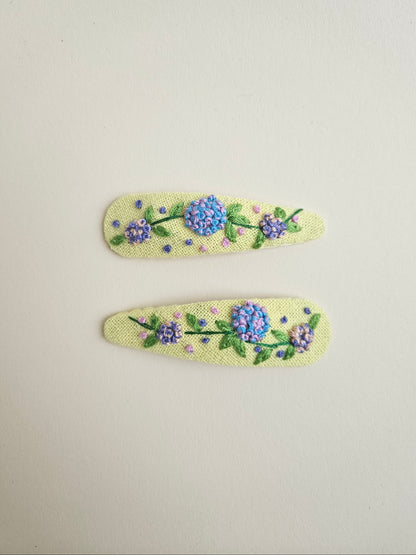 Hand- embroidered hair clips