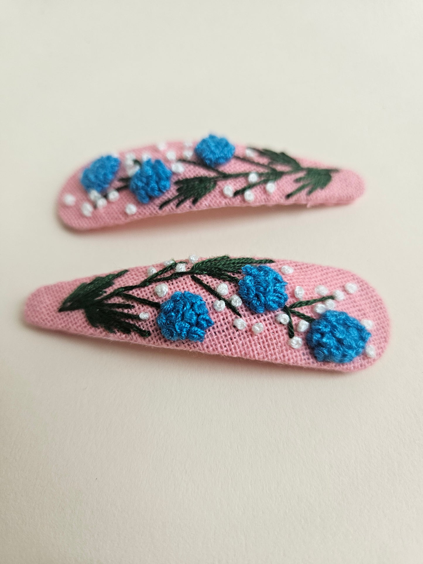 Hand-embroidered hair clips
