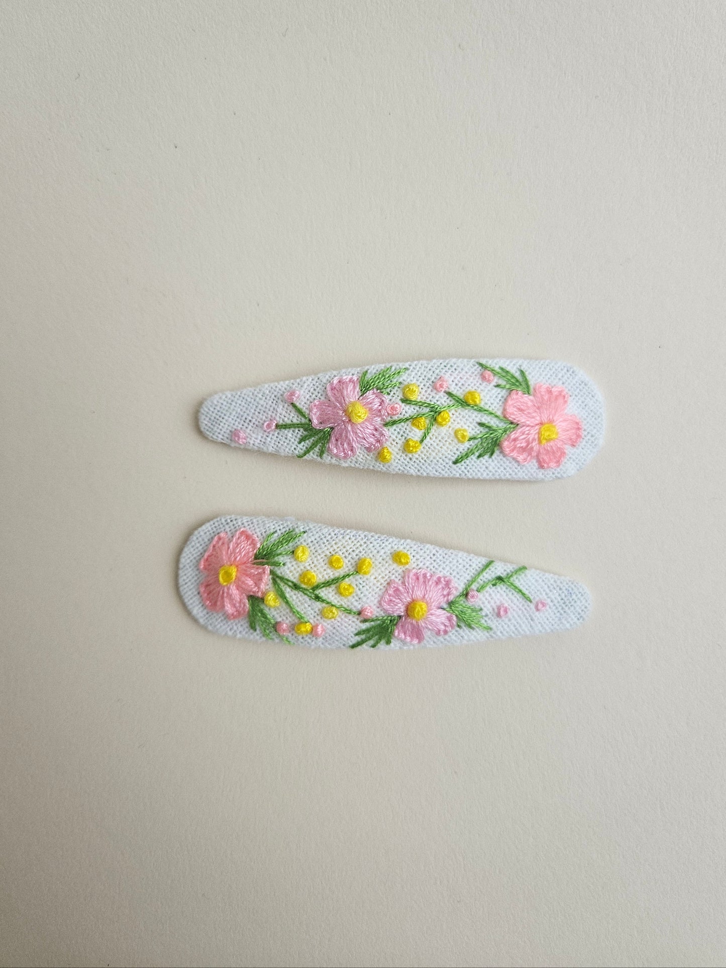 Hand-embroidered hair clips