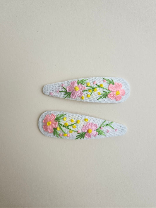 Hand-embroidered hair clips