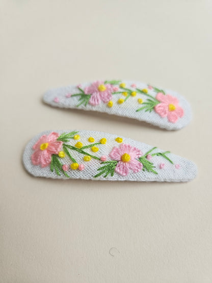 Hand-embroidered hair clips