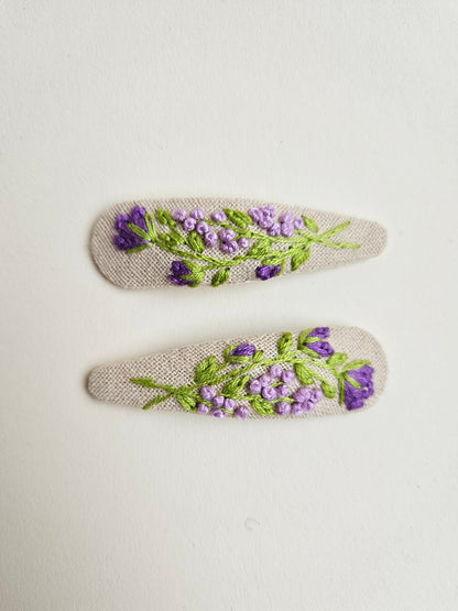 Hand embroidered hair clips