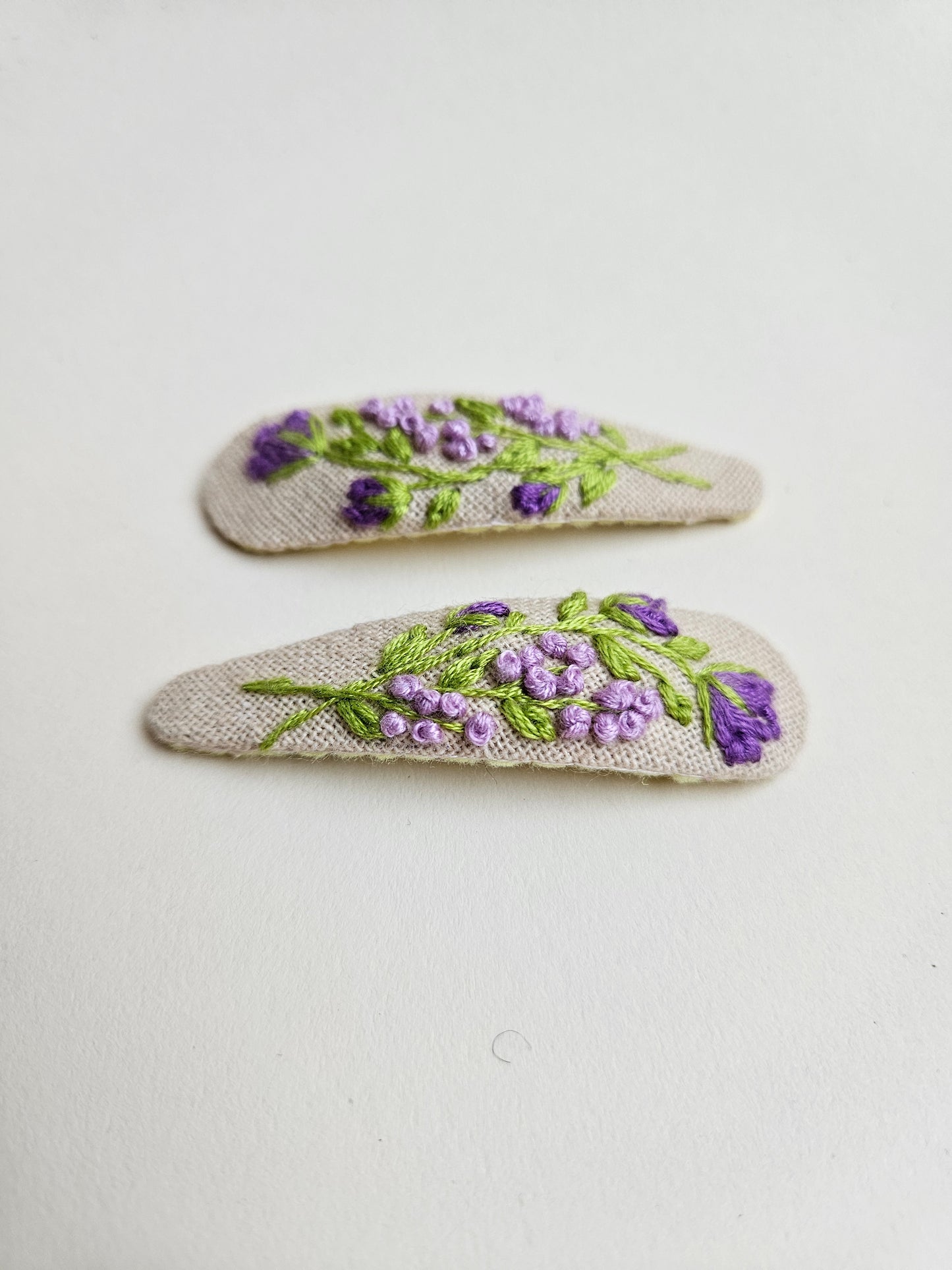 Hand embroidered hair clips