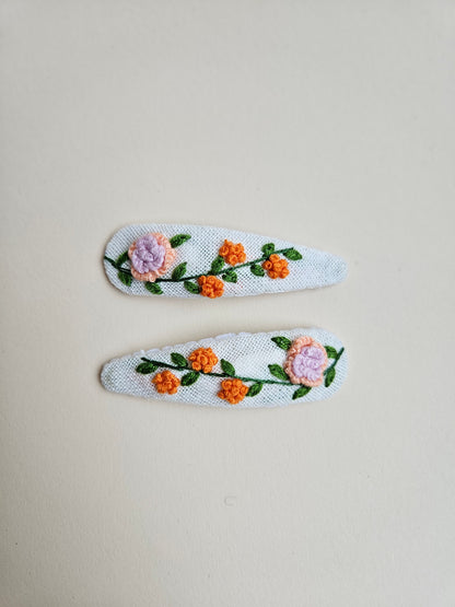 Hand-embroidered hair clips