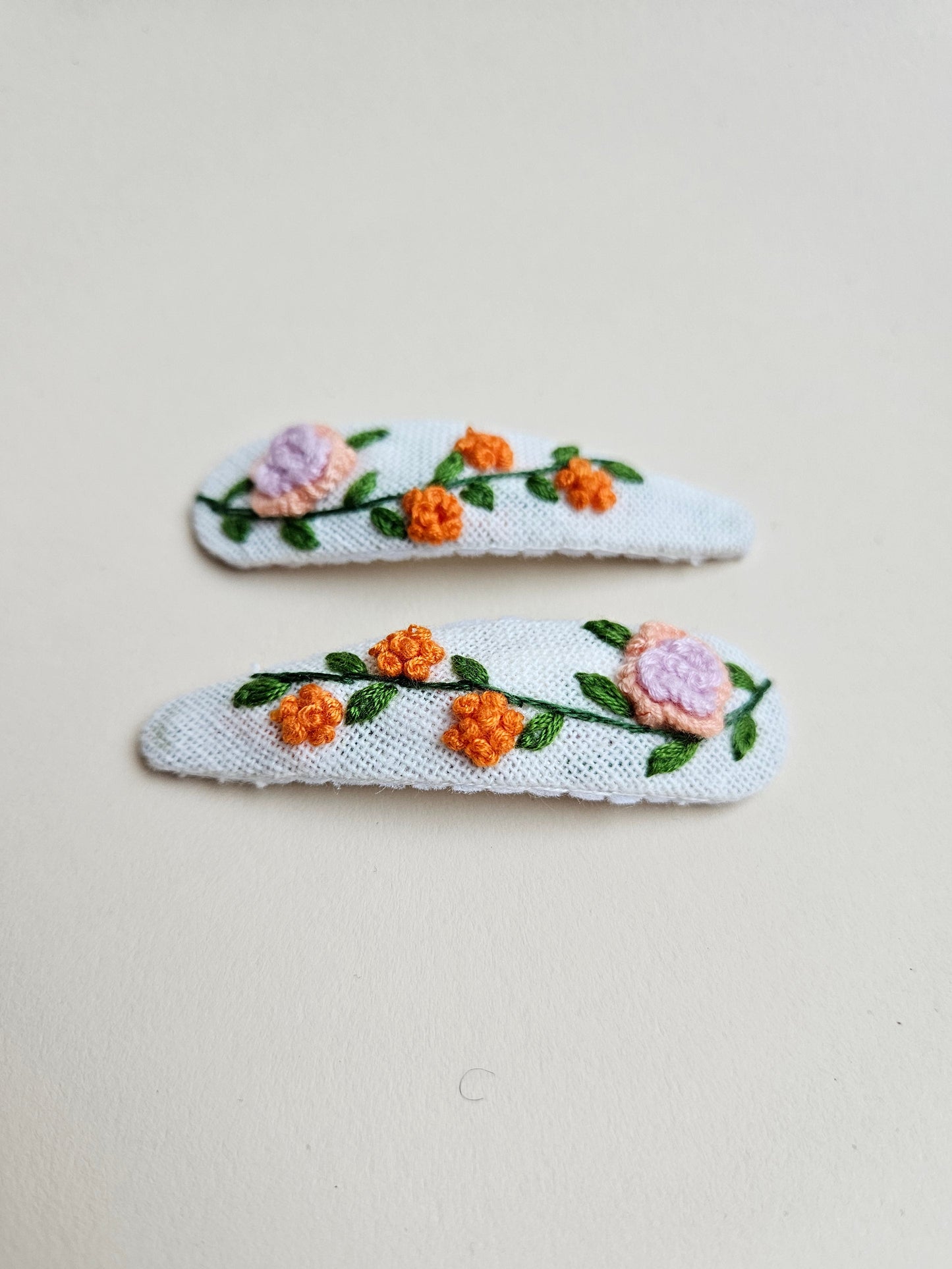 Hand-embroidered hair clips
