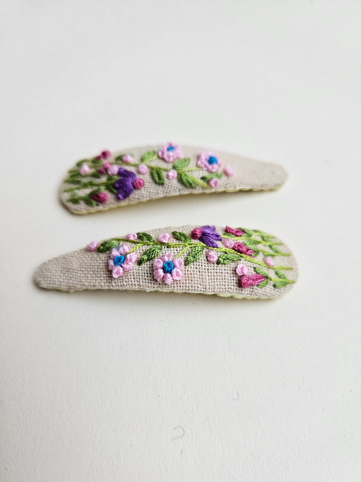 Hand-embroidered hair clips