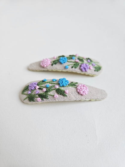 Hand-embroidered hiar clips