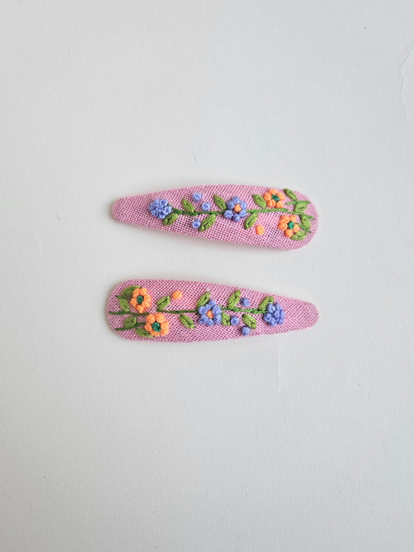 Hand-embroidered hair clips