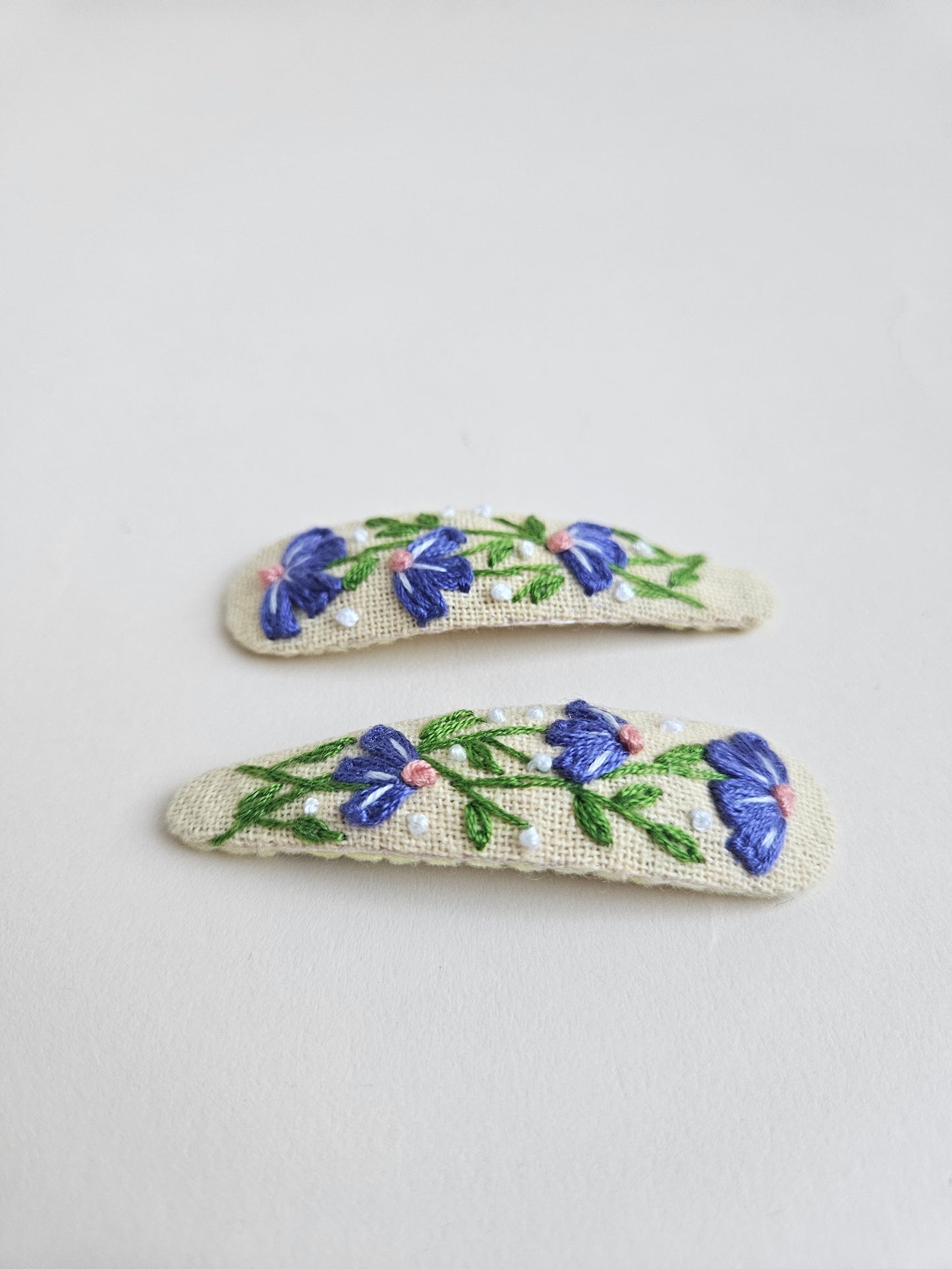Hand-embroidered hair clips