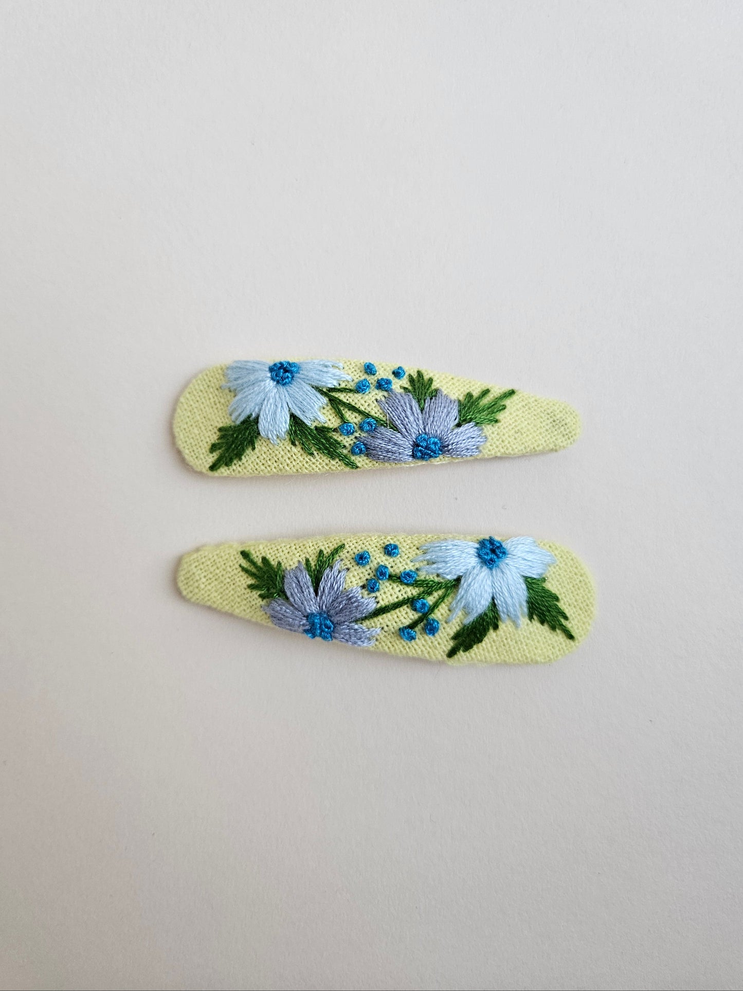Hand-embroidered hair clips