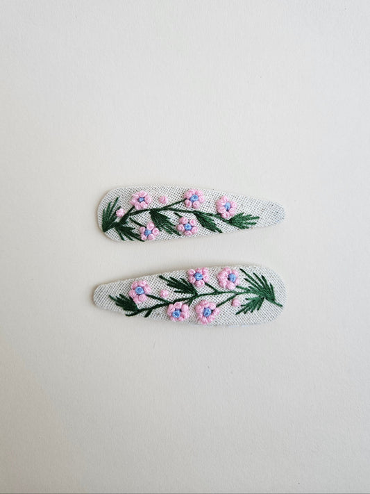 Hand- embroidered hair clips