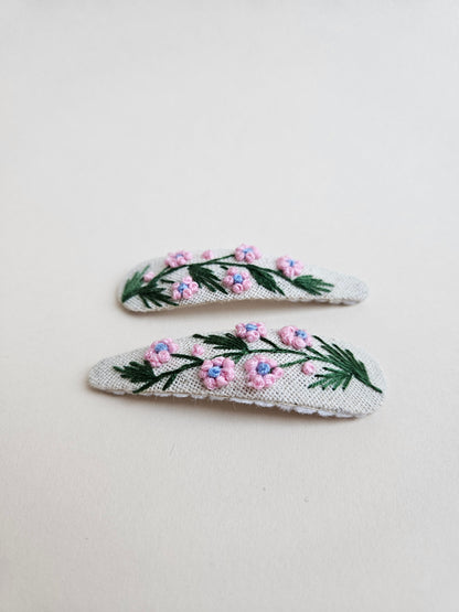 Hand- embroidered hair clips