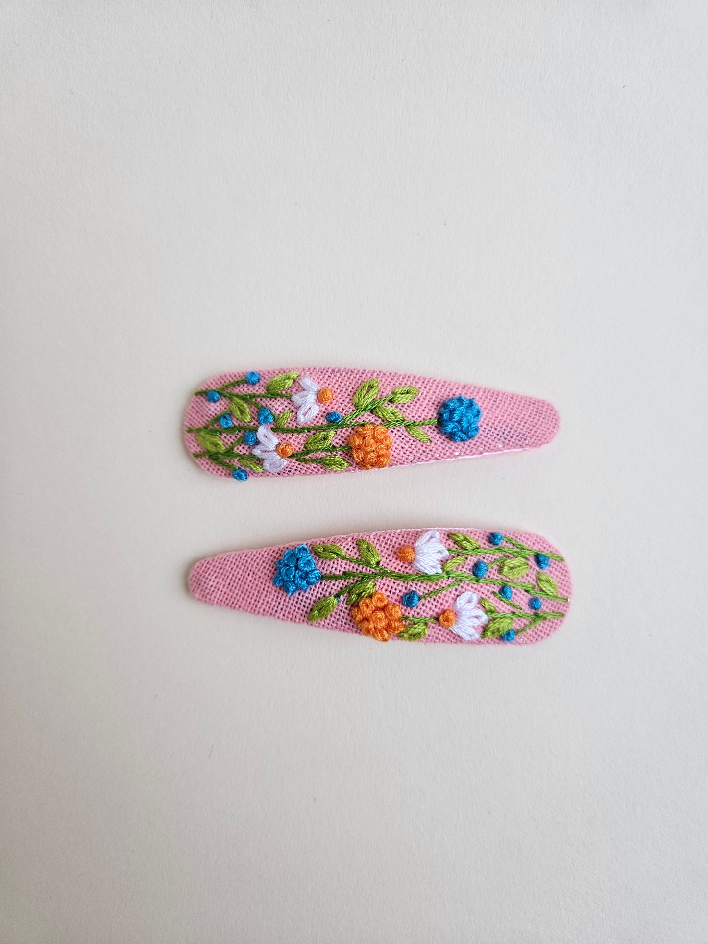 Hand-embroidered hair clips