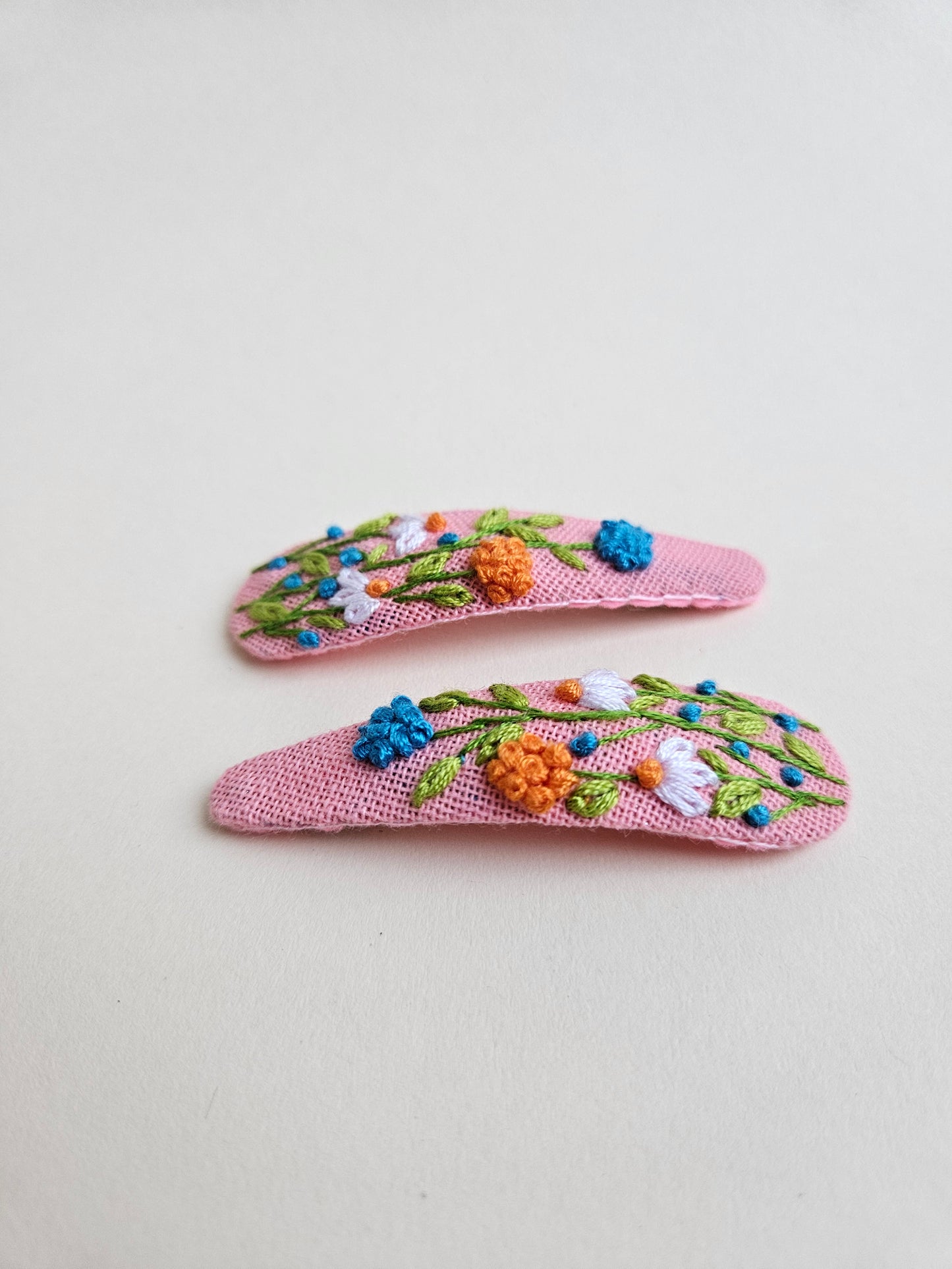 Hand-embroidered hair clips