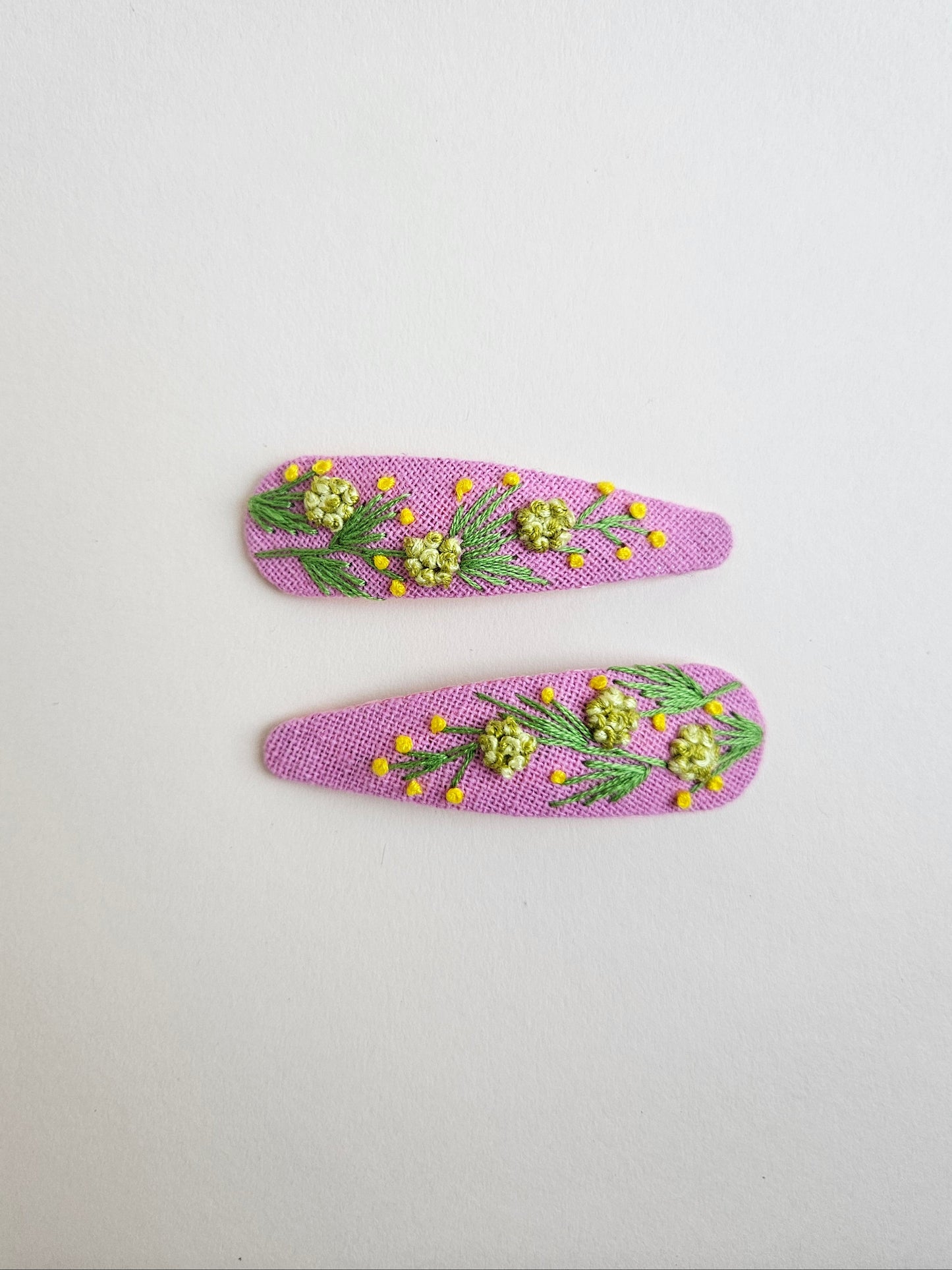Hand-embroidered hair clips