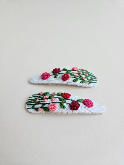 Hand-embroidered hair clips