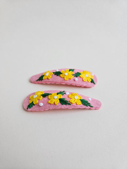 Hand-embroidered hair clips