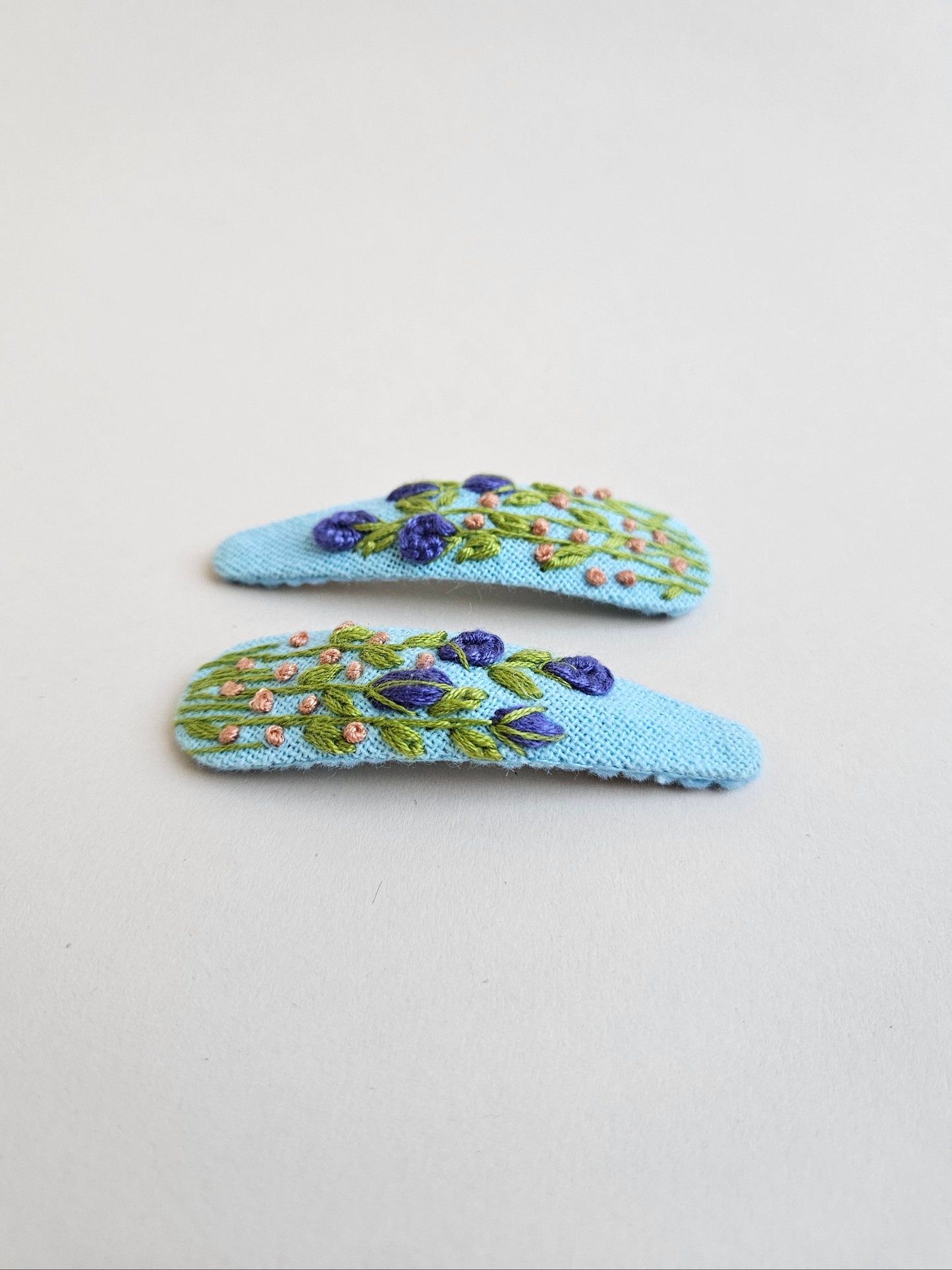 Hand-embroidered hair clips