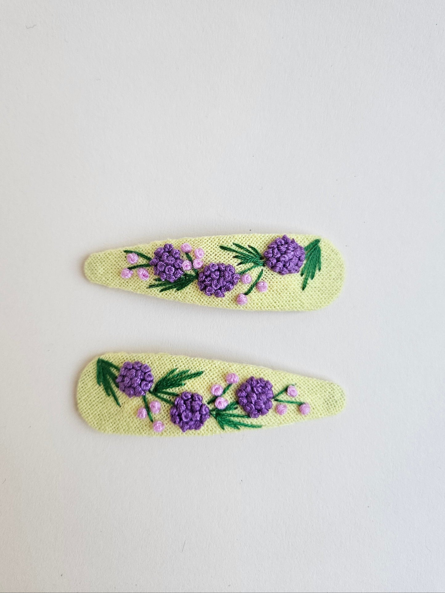 Hand-embroidered hair clips