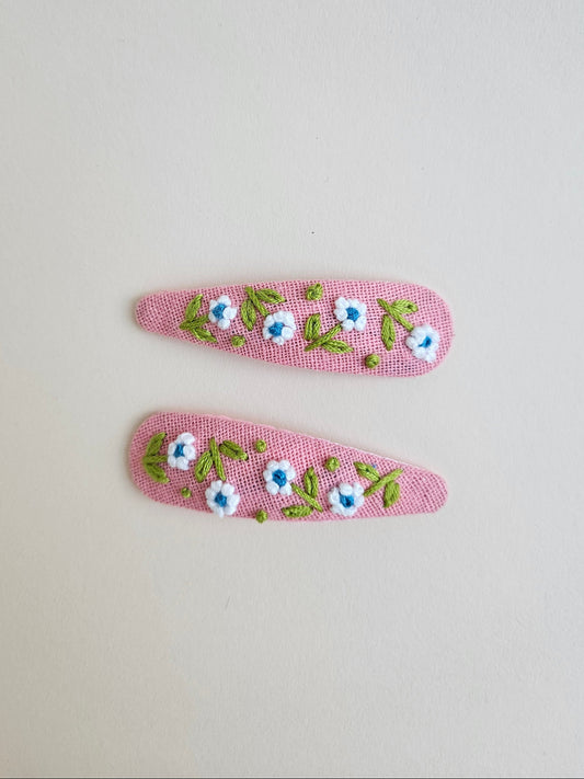 Hand-embroidered hair clips
