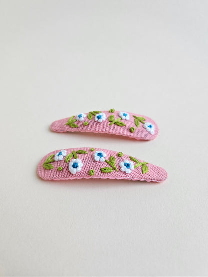 Hand-embroidered hair clips