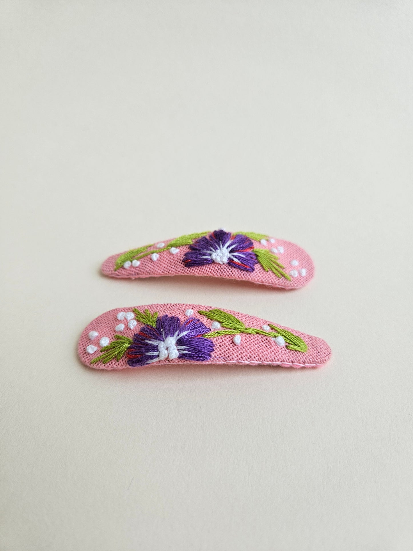Hand-embroidered hair clips