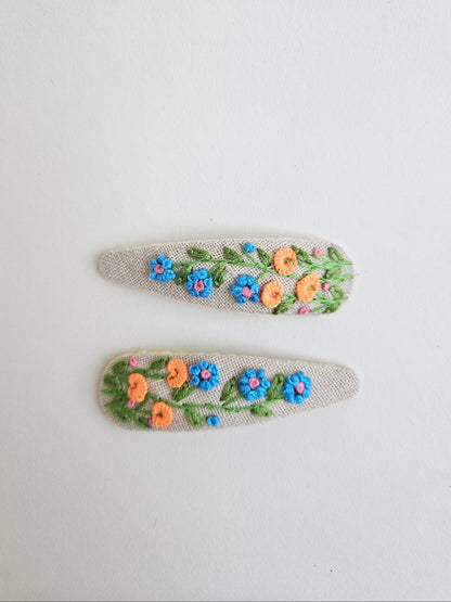 Hand- embroidered hair clips