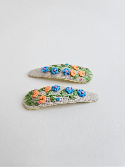 Hand- embroidered hair clips
