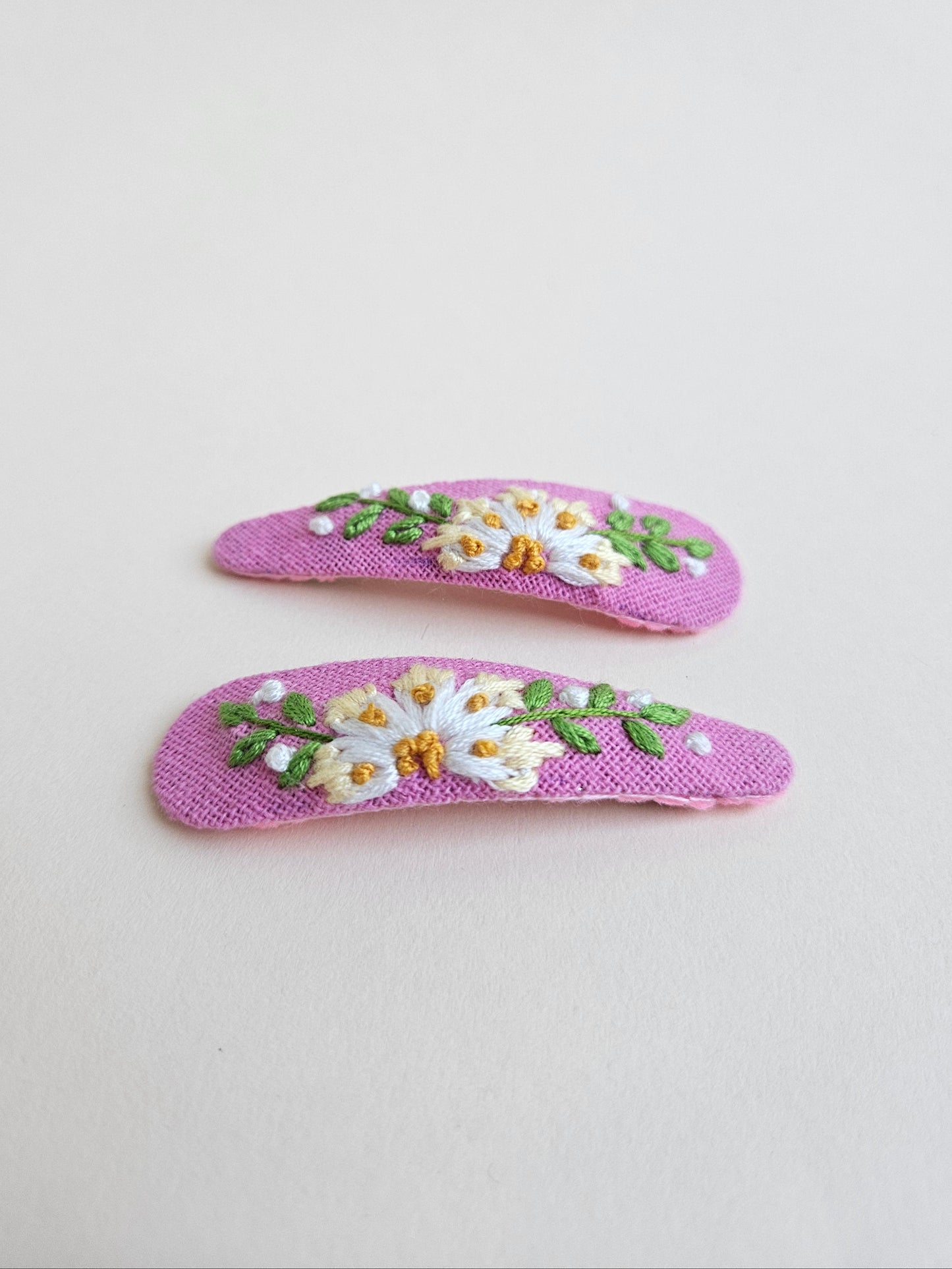 Hand-embroidered hair clips