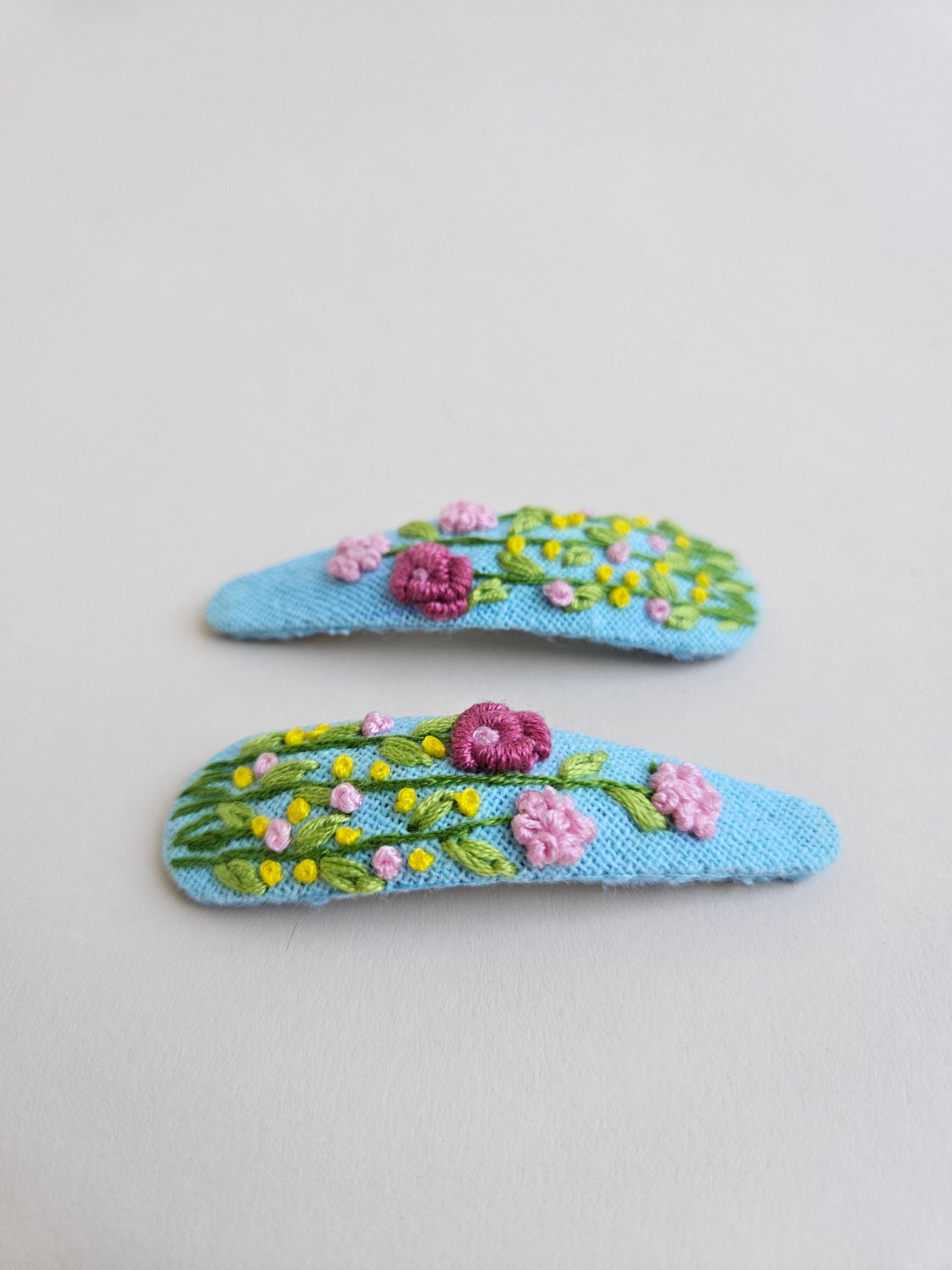 Hand-embroidered hair clips