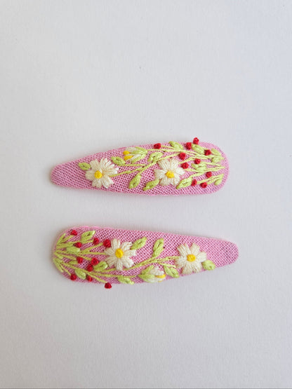 Hand-embroidered hair clips