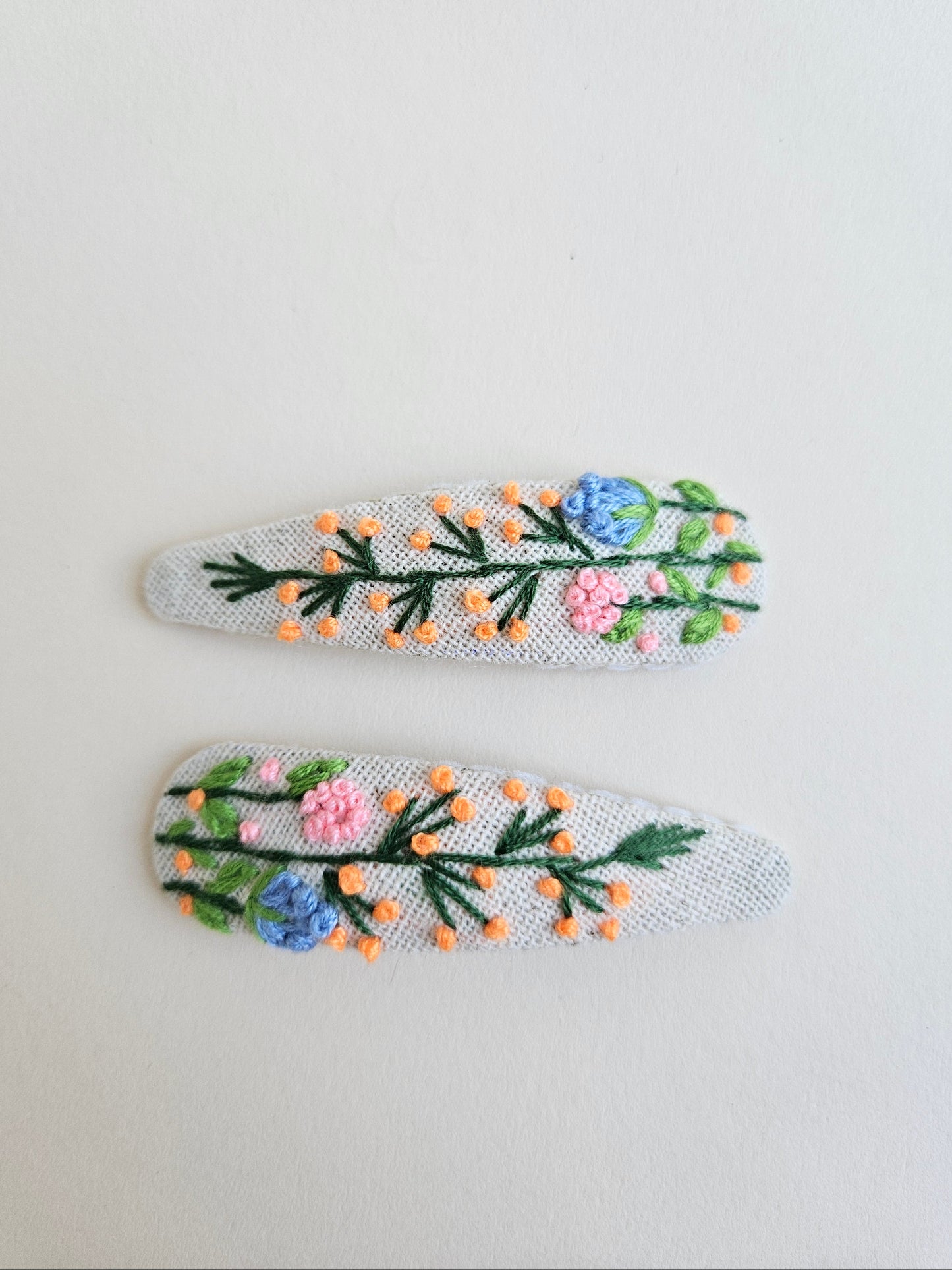 Hand-embroidered hair clips