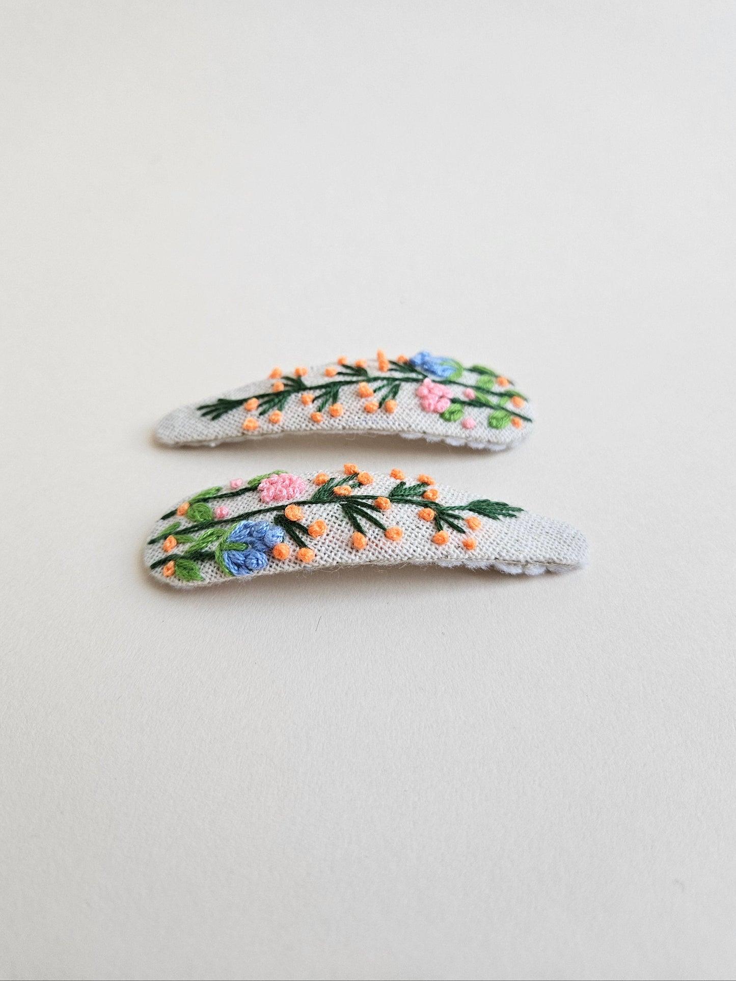 Hand-embroidered hair clips