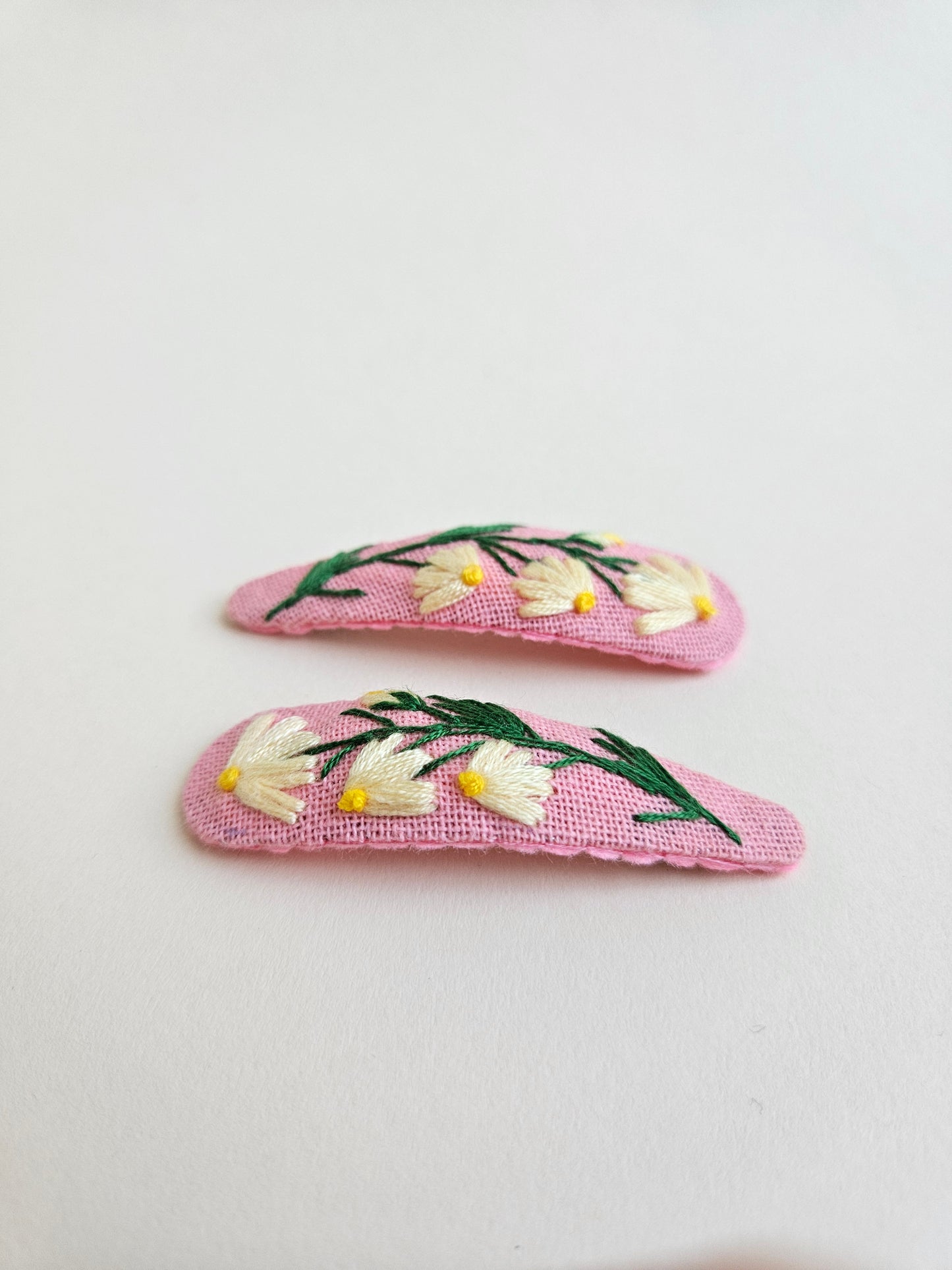 Hand-embroidered hair clips